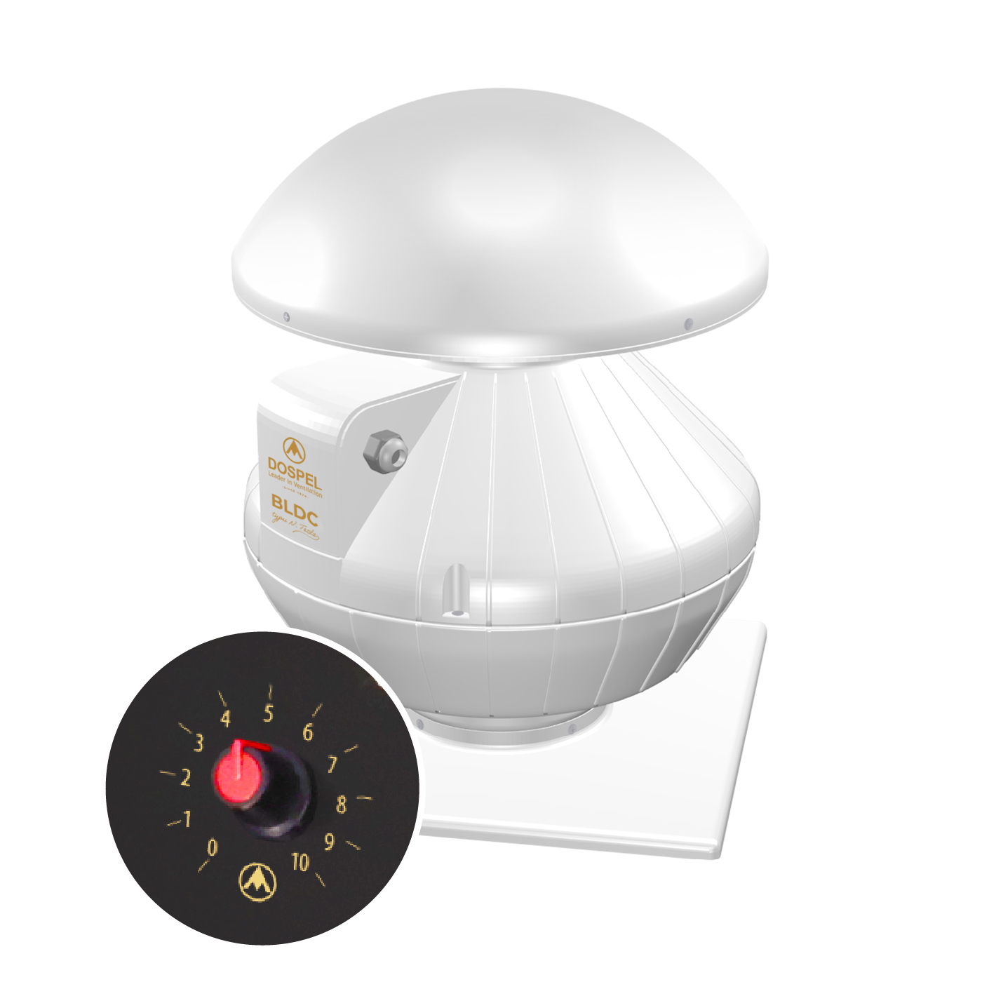 Radiálny strešný ventilátor 150 mm Energeticky úsporný 550 m3/h regulátor