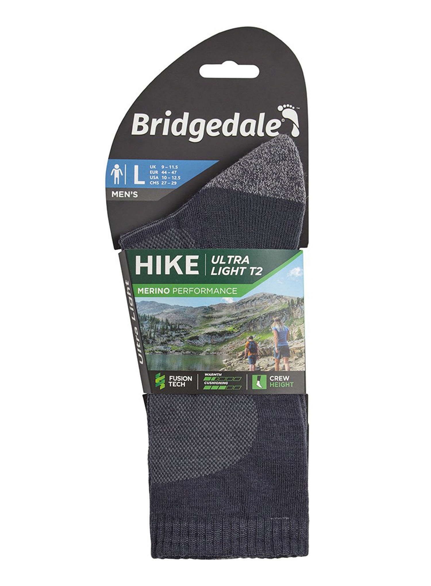 Skarpety w góry Bridgedale Hike Ultra Lt T2 Merino P Crew - navy 40-43 Materiał dominujący Nylon