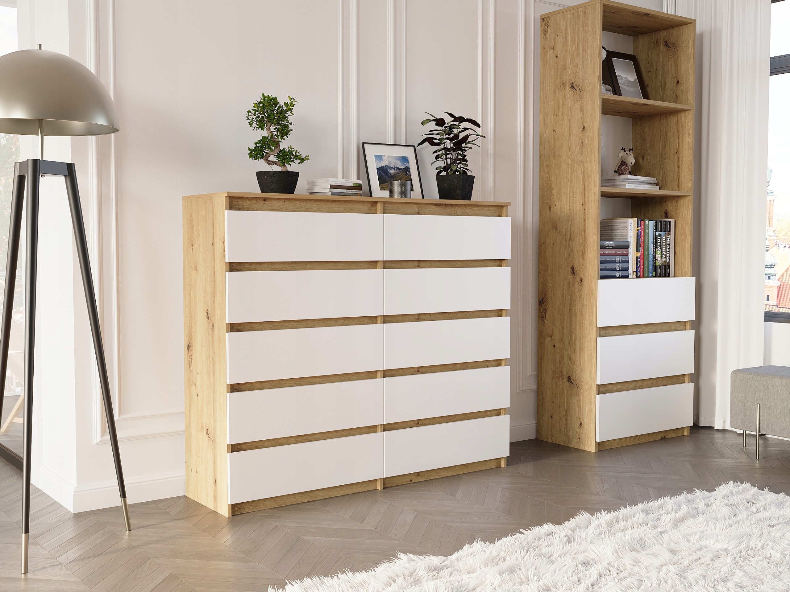 Nowoczesna KOMODA 140 SZAFKA 10 SZUFLAD R-140-S10 ARTISAN MIX