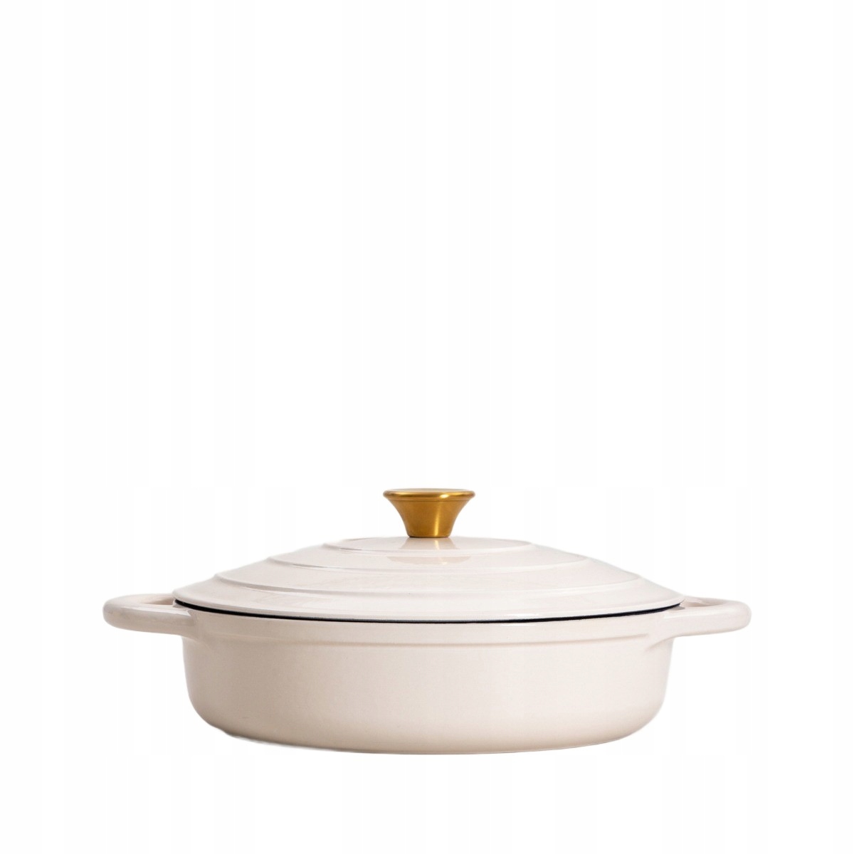 Hrnec litinový Andreas béžový plochý, 28 cm 2,5 l Homla