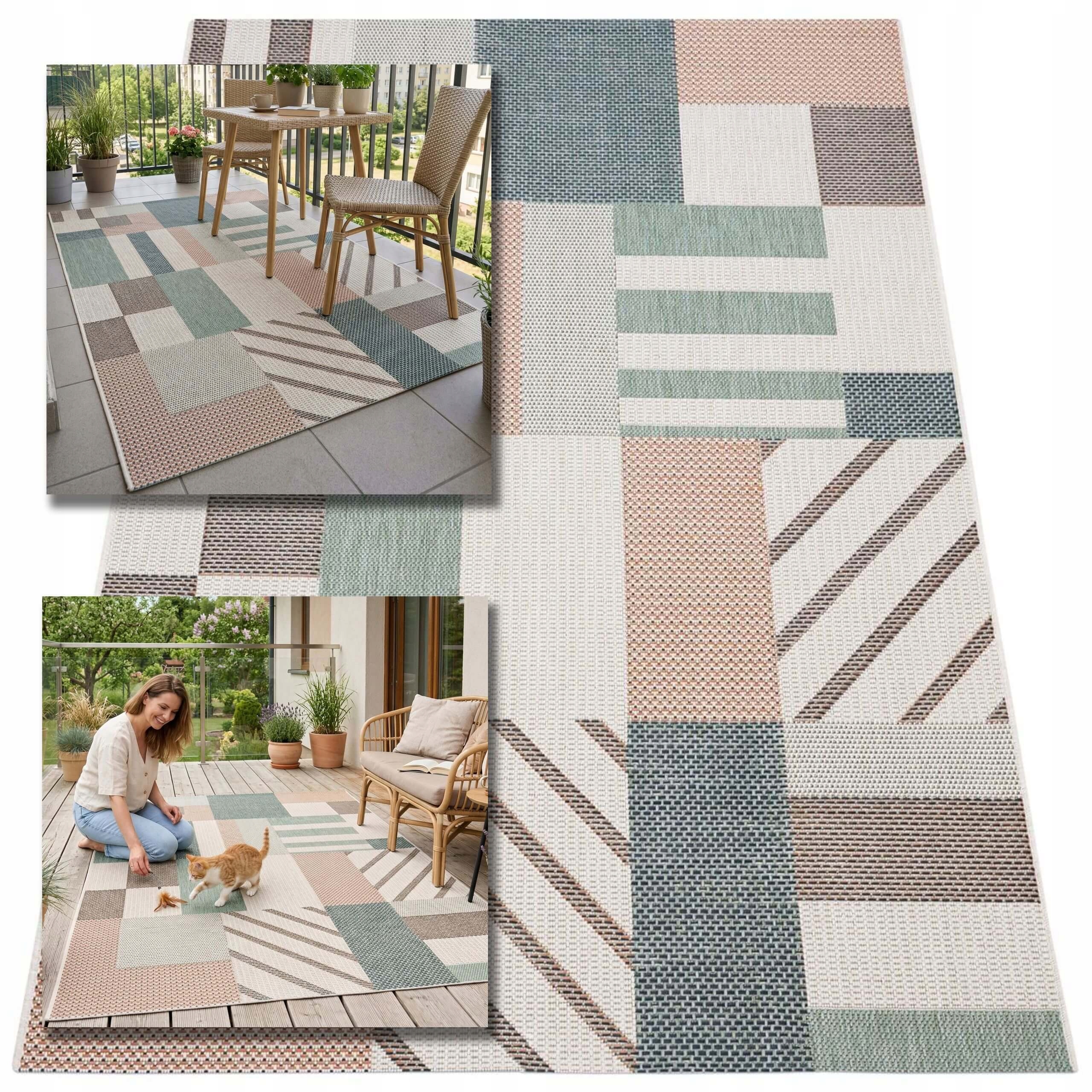 Vonkajší Terasový Koberec 160X220 Vodotesný Záhradný Na Terasu, Balkón, Rohož