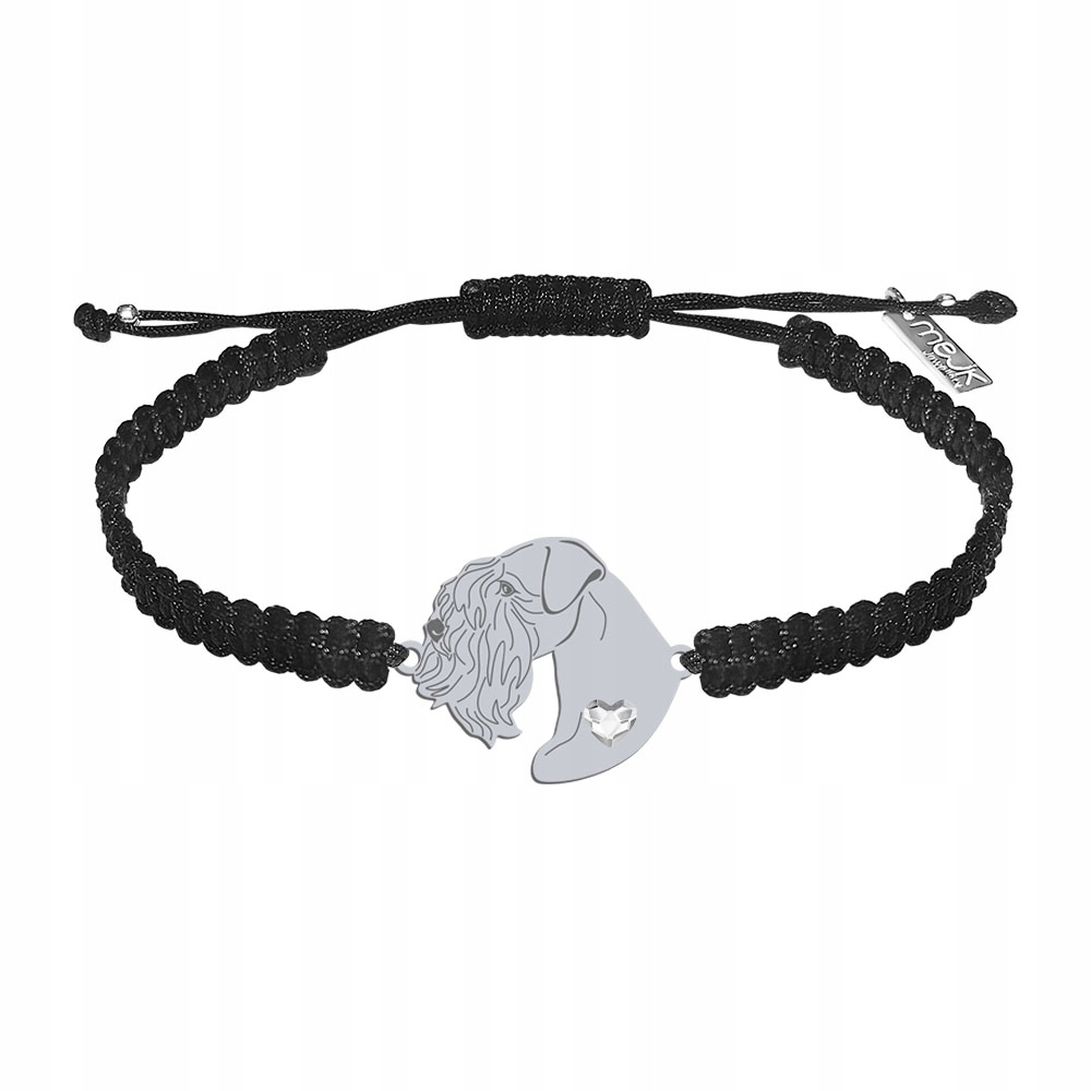 Stříbrný náramek se psem plemene Sealyham teriér 925 Makramé Gravírování Bonus