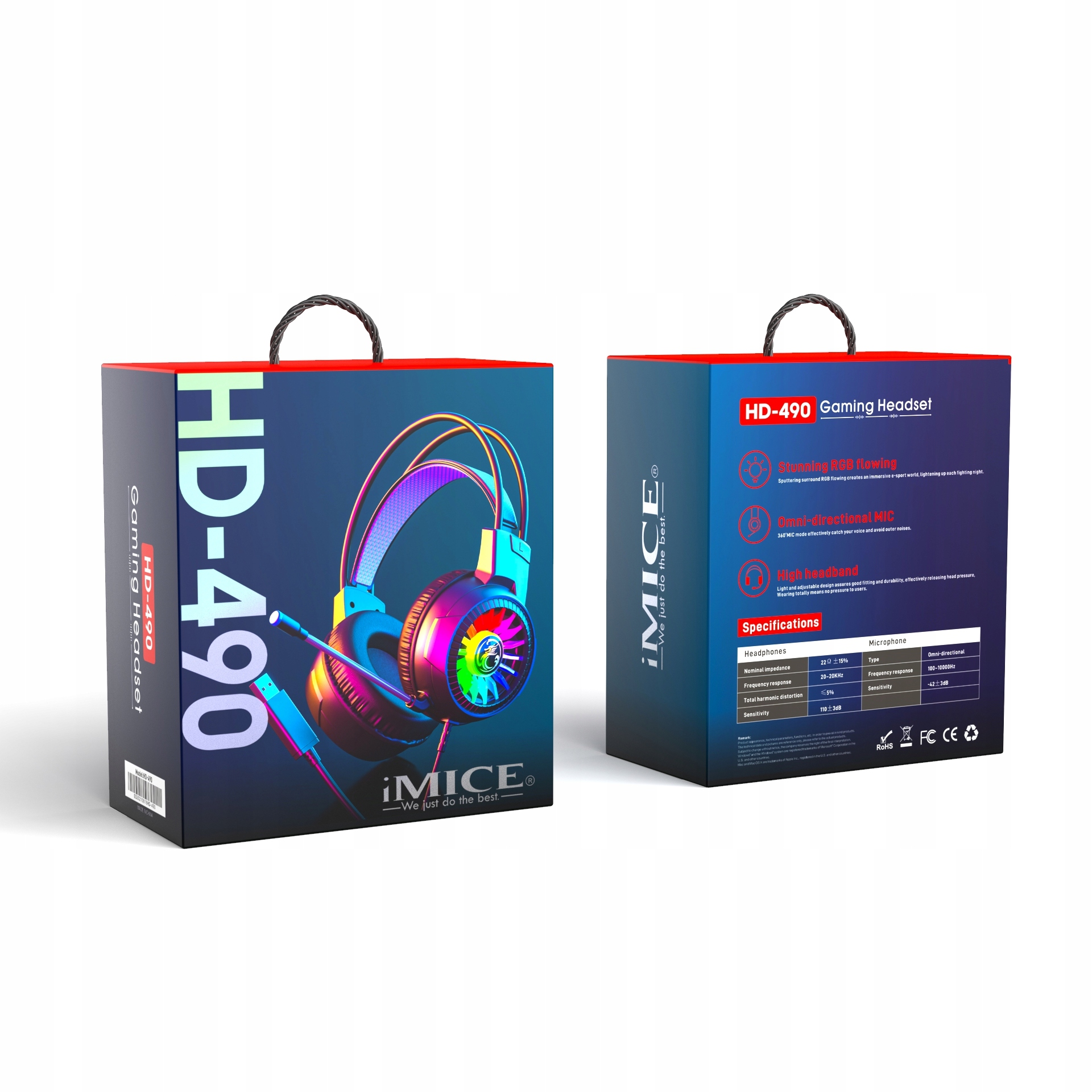 Słuchawki gamingowe dla graczy mikrofon LED RGB PC Model iMICE - 490