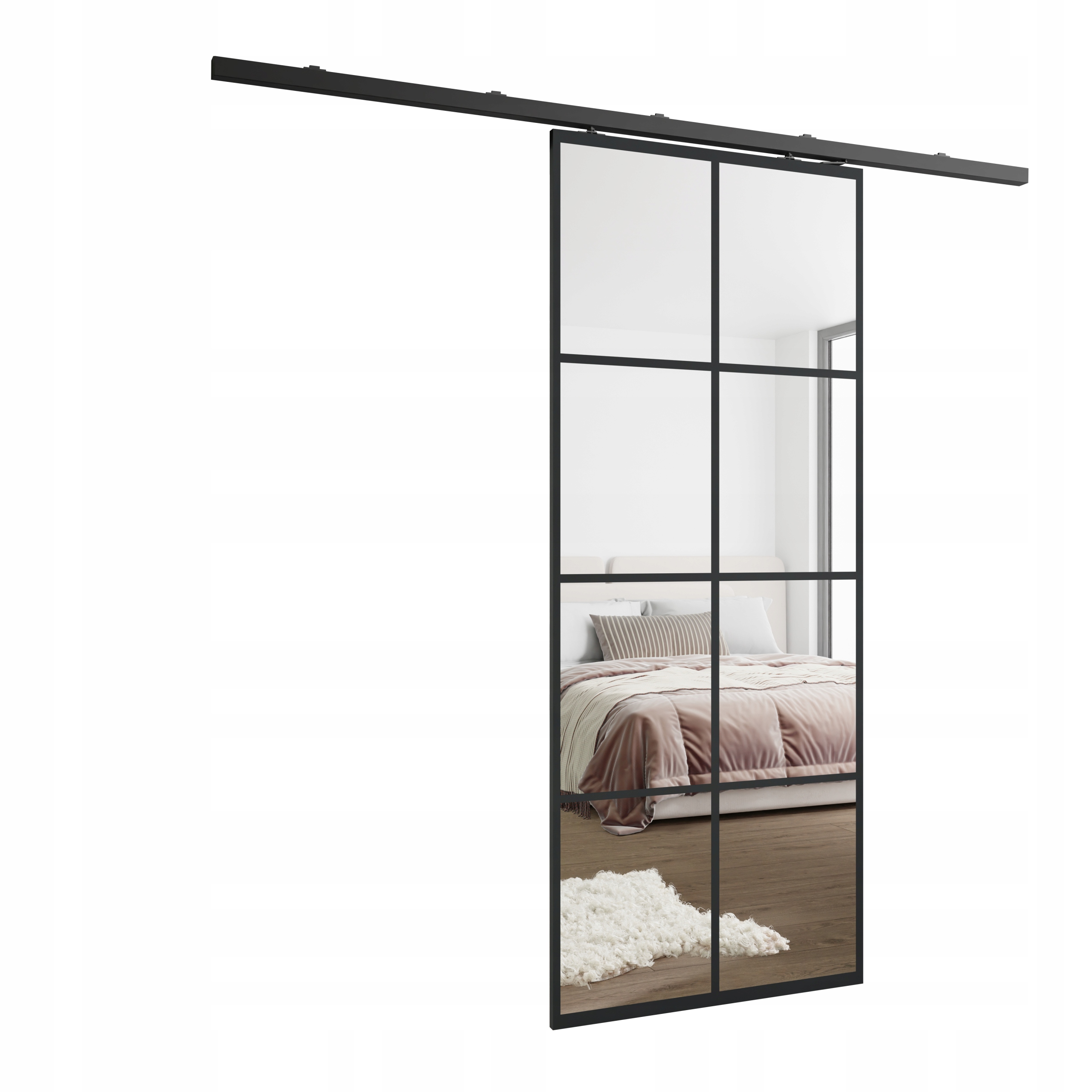 Posuvné nástěnné dveře HS-45 Sofi 90 grafit antracit zrcadlo