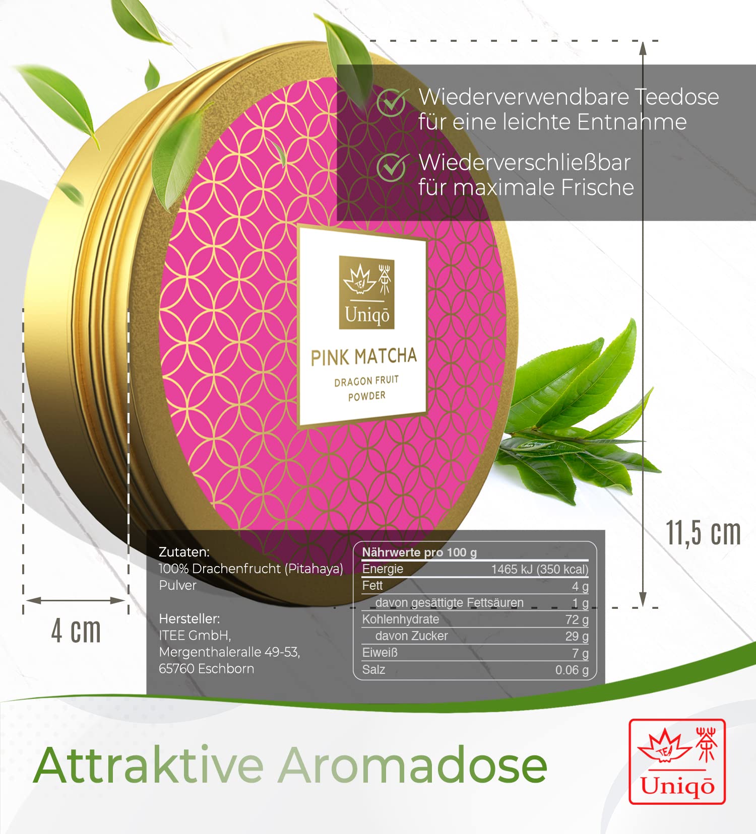 TEA UNIQO Różowa Matcha Proszek 100% Naturalna Bez Dodatków — miniatura 6