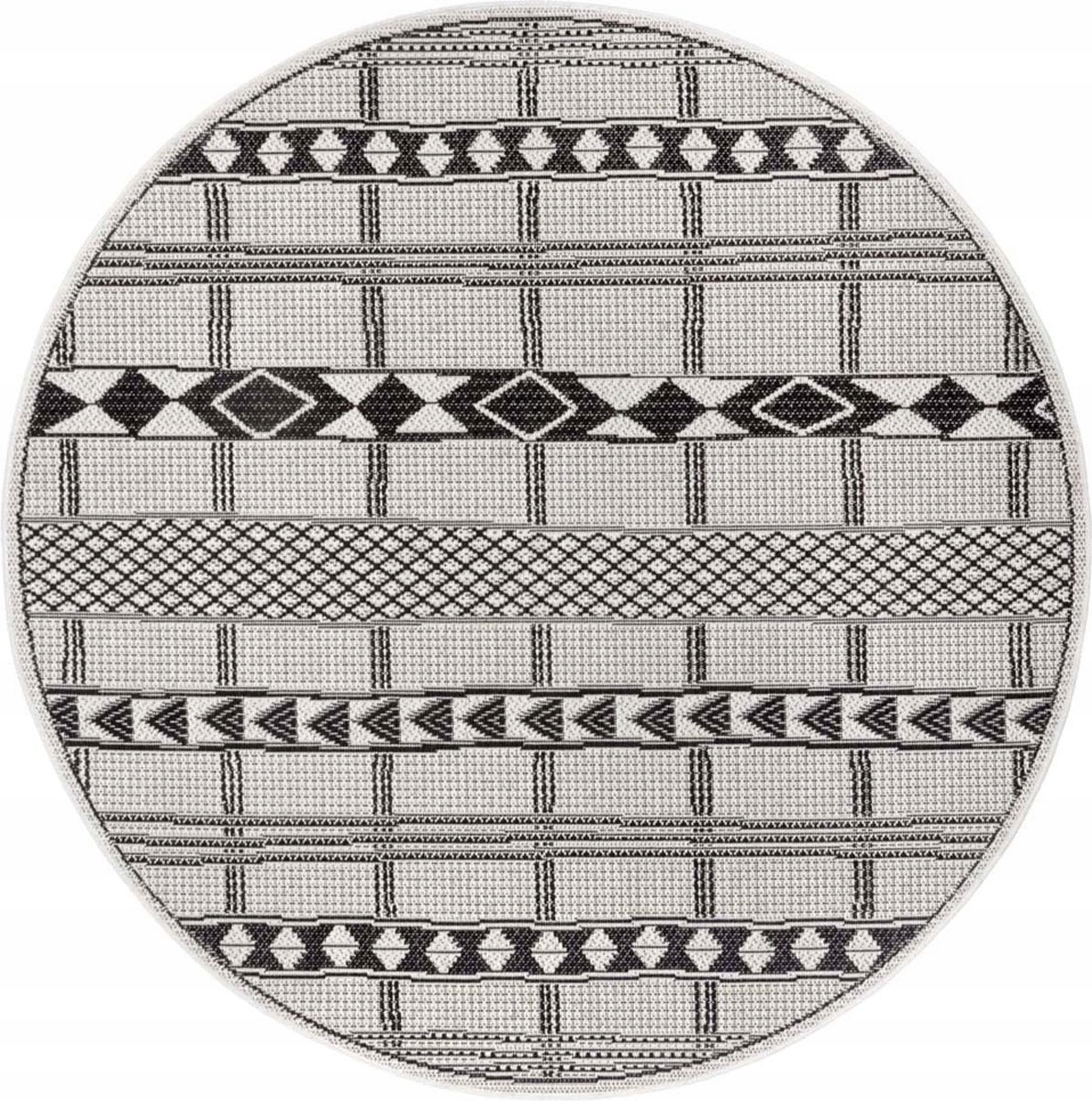 Koberec kulatý plochý vzor Boho 120 cm