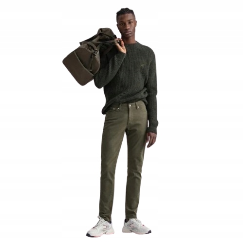 Gant Chinos Kalhoty Jednoduché Khaki Bavlna Elastan 33/34 6BA
