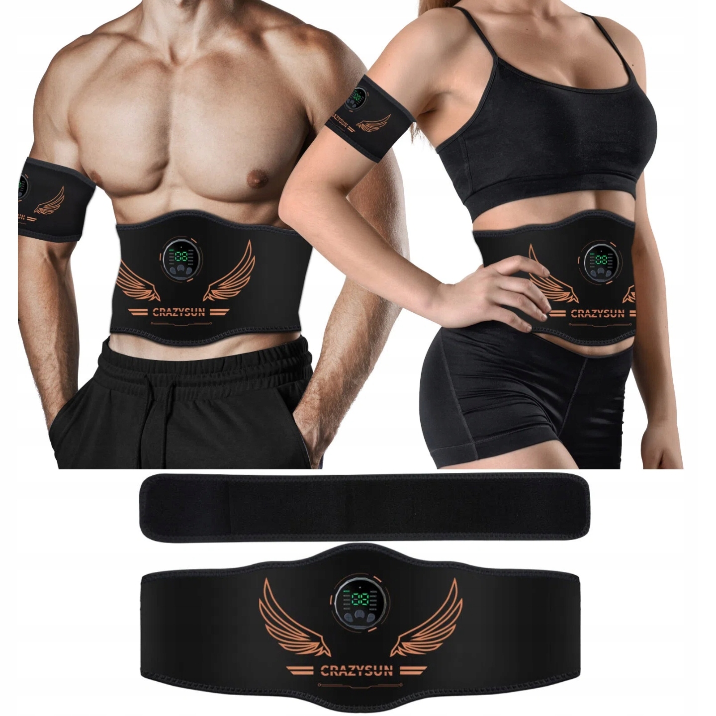 Elektrostymulator Mięśni Brzucha Ems 10TRYBÓW Odchudzający Pas Z Przedłużką