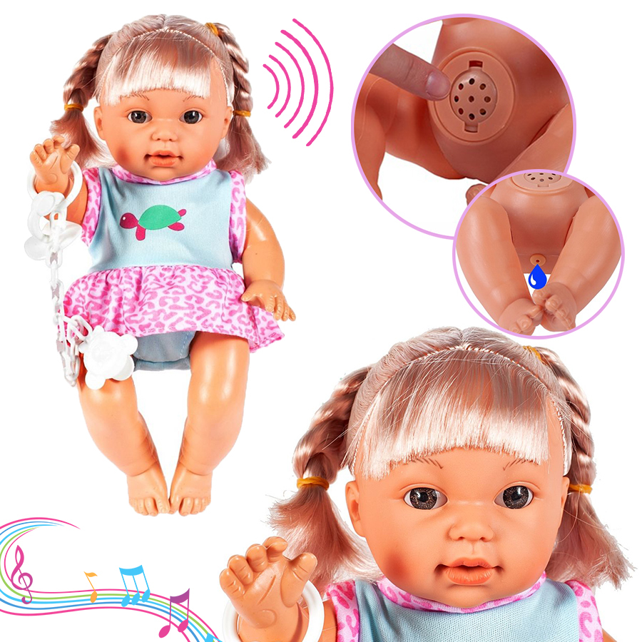 INTERAKTYWNA lalka BOBAS w nosidełku SIUSIA GAWORZY ŚMIEJE Butelka Smoczek Materiał plastik