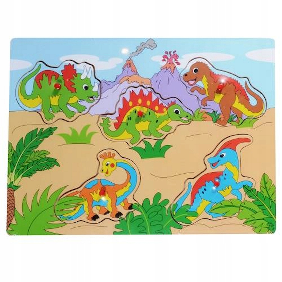 

Drewniana Układanka Dinozaury Pinezki Puzzle