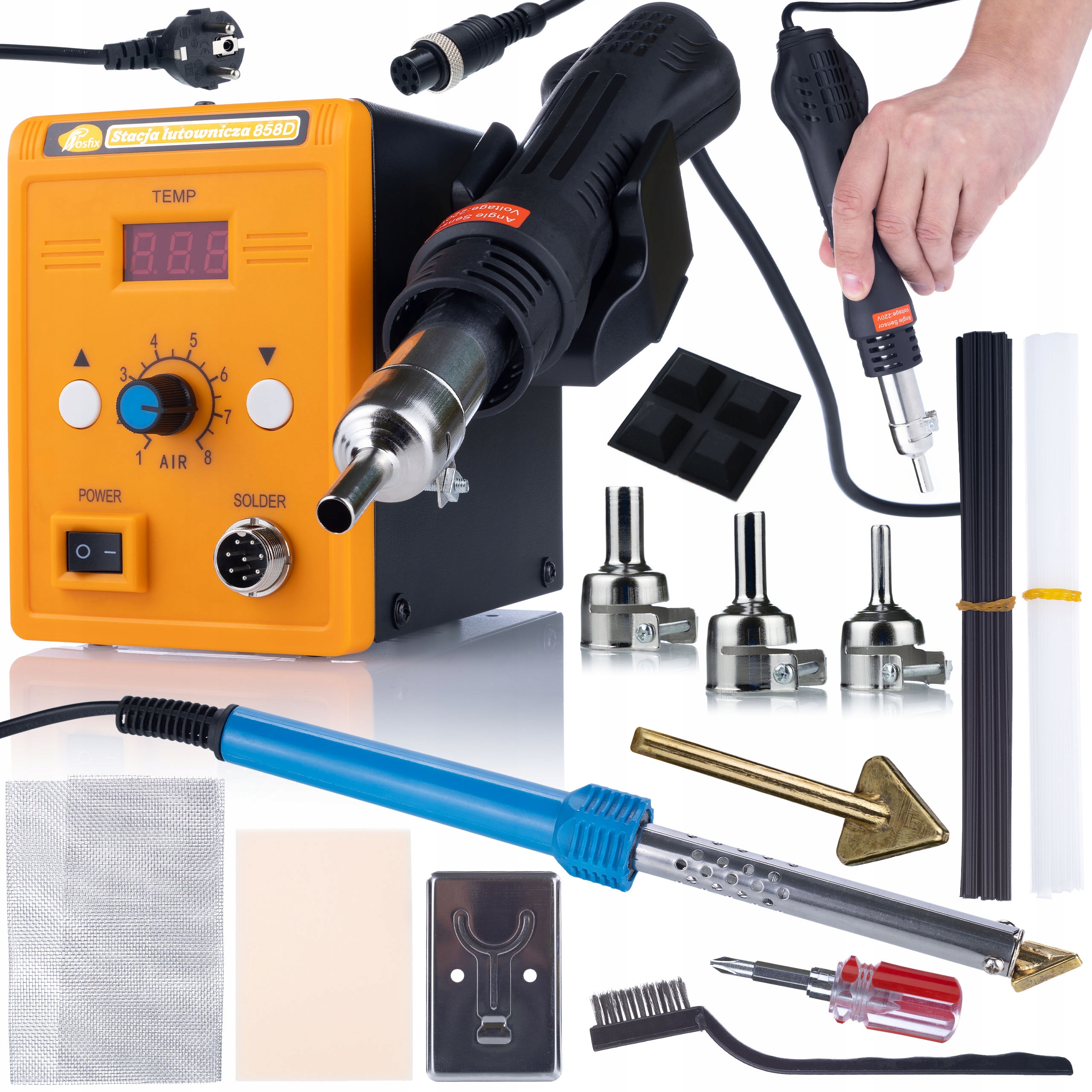 Set Páječka Hot-air Svařovač Plastu 858D Páječka Žehlička