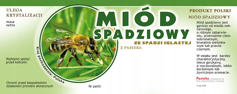 

Etykiety na Miód ze Spadzi Iglastej (100szt) -E104