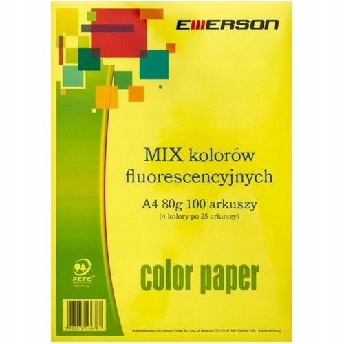 Papier Emerson A4/80g fluorescencyjny 4 (4x25)