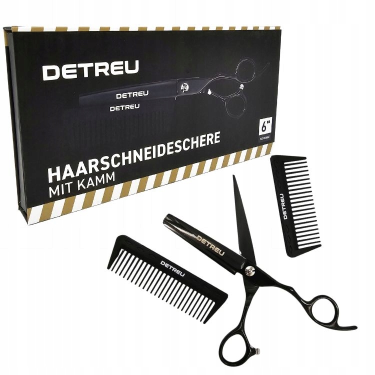 Detreu Kadeřnické Nůžky Na Stříhání Vlasů 6,0" S Hřebenem, Černé