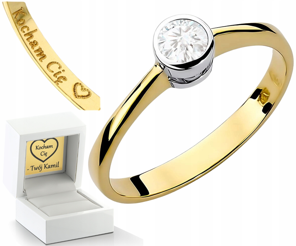 Zlatý Prstýnek Laboratorní Diamant Zlato 585 Dárek Gravírování