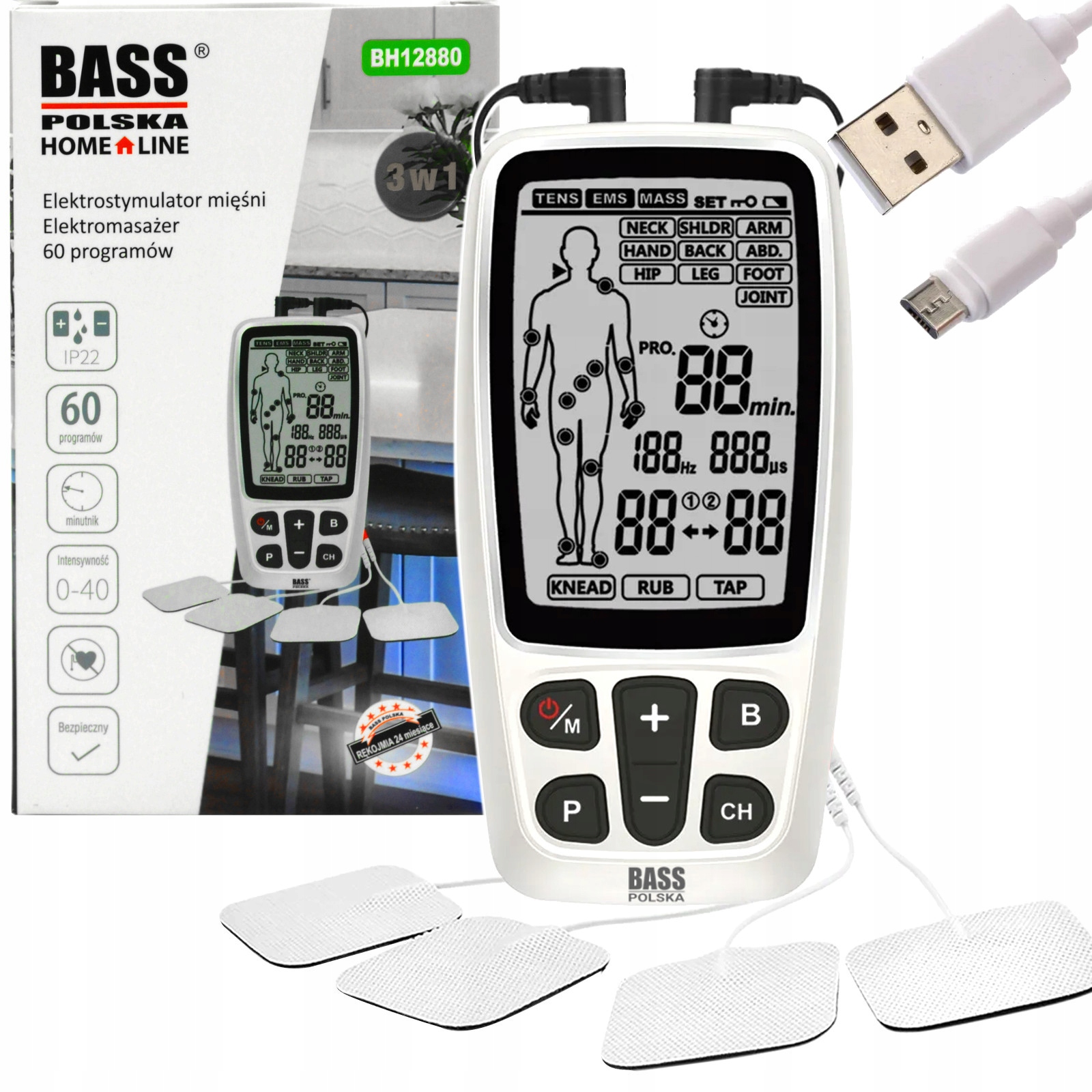 

Elektrostymulator Mięśni Nerwów Ems 60 Programów