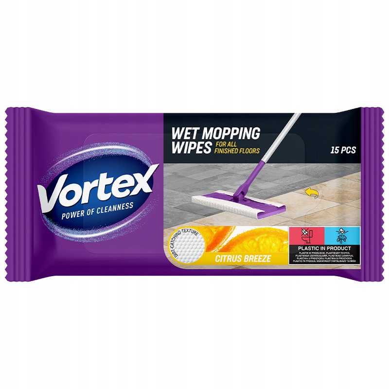 Vlhčené ubrousky z netkané textilie Vortex v balení 15 ks bílé