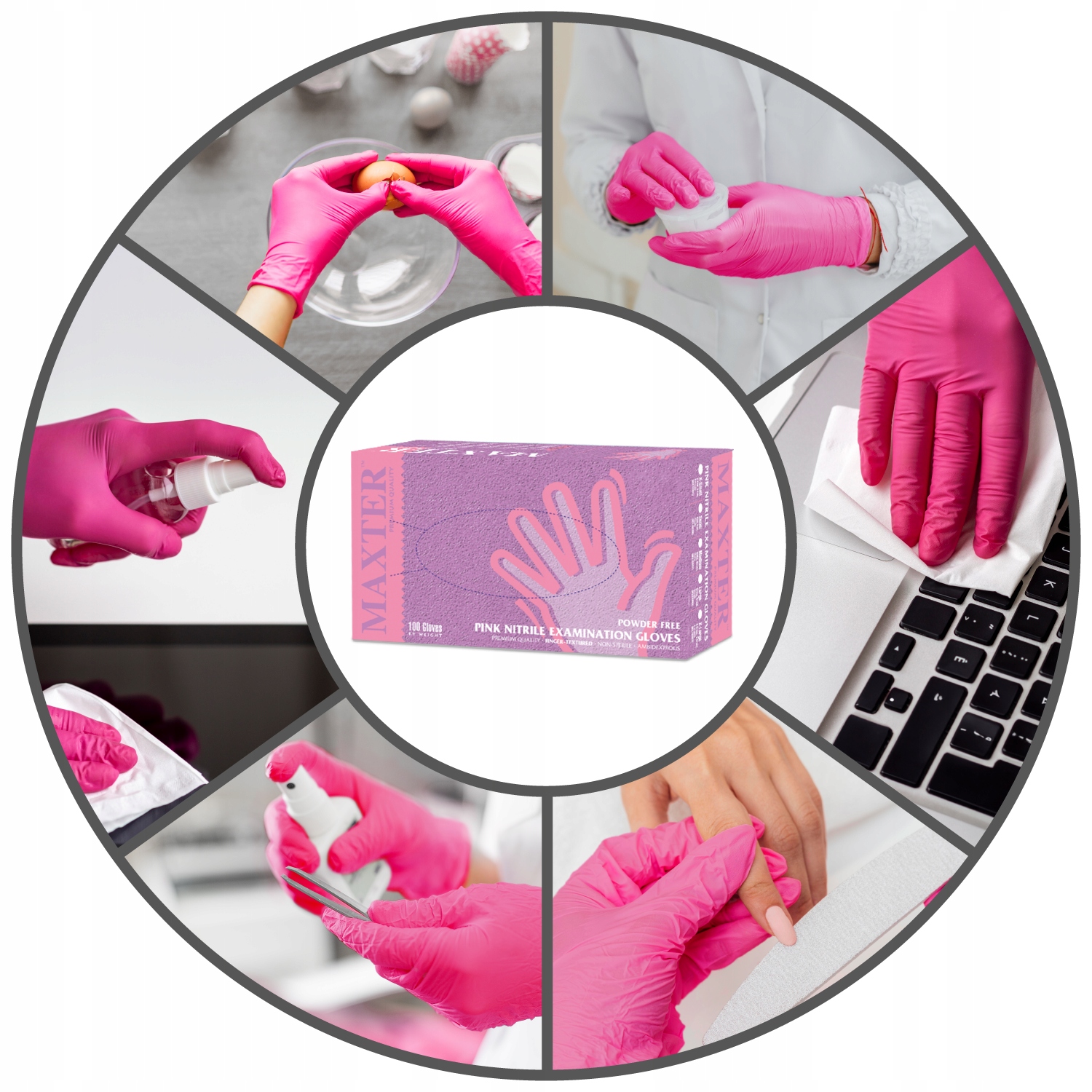 Rękawice Nitrylowe Rękawiczki Różowe Pink Jednorazowe M Maxter 100 szt. Producent Maxter