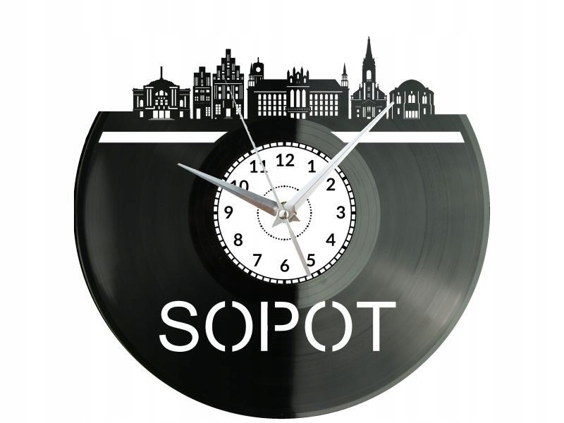 Sopot Miasto Polska Zegar Ścienny Płyta Winylowa Nowoczesny Dekoracyjny Na