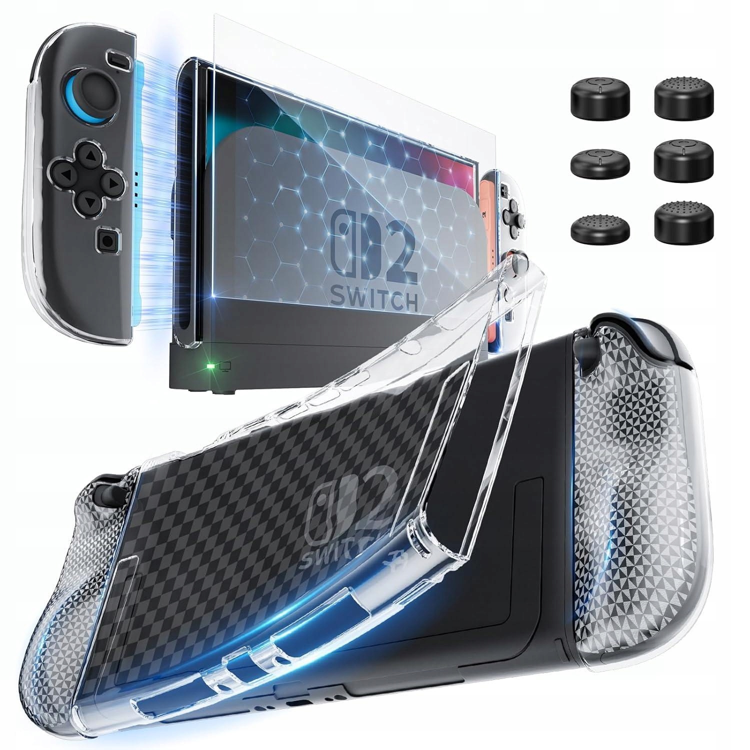 Przeźroczysty ochronny case etui obudowa do Nintendo Switch 2 + szkło ochro