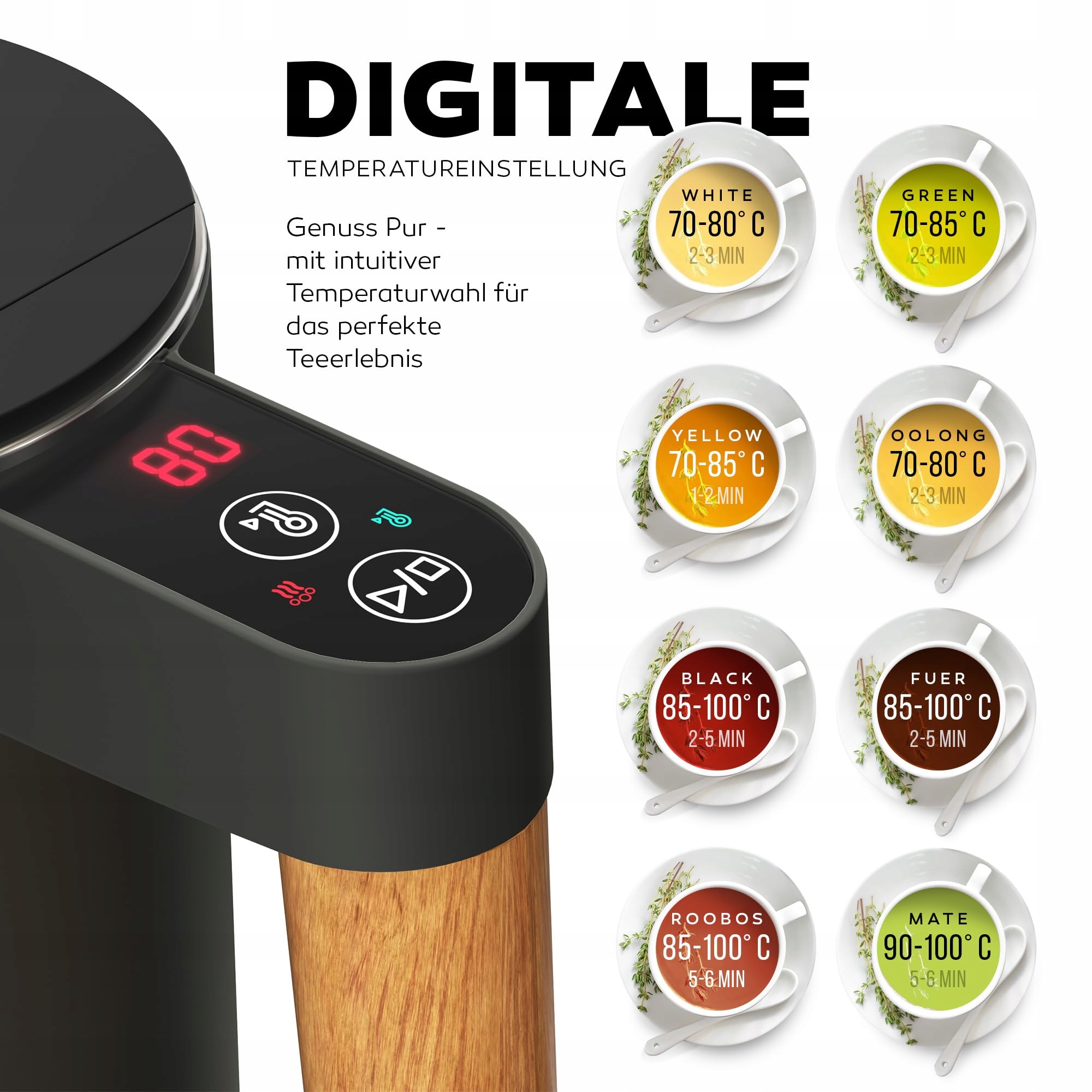 BALTER Czajnik Elektryczny Stalowy 1.5L 2200W Temperatury Bezprzewodowy — miniatura 2