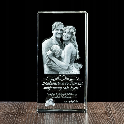 Fotokryształ 3D Pamiątka Jubileusz Rocznica Ślubu Model KP-04