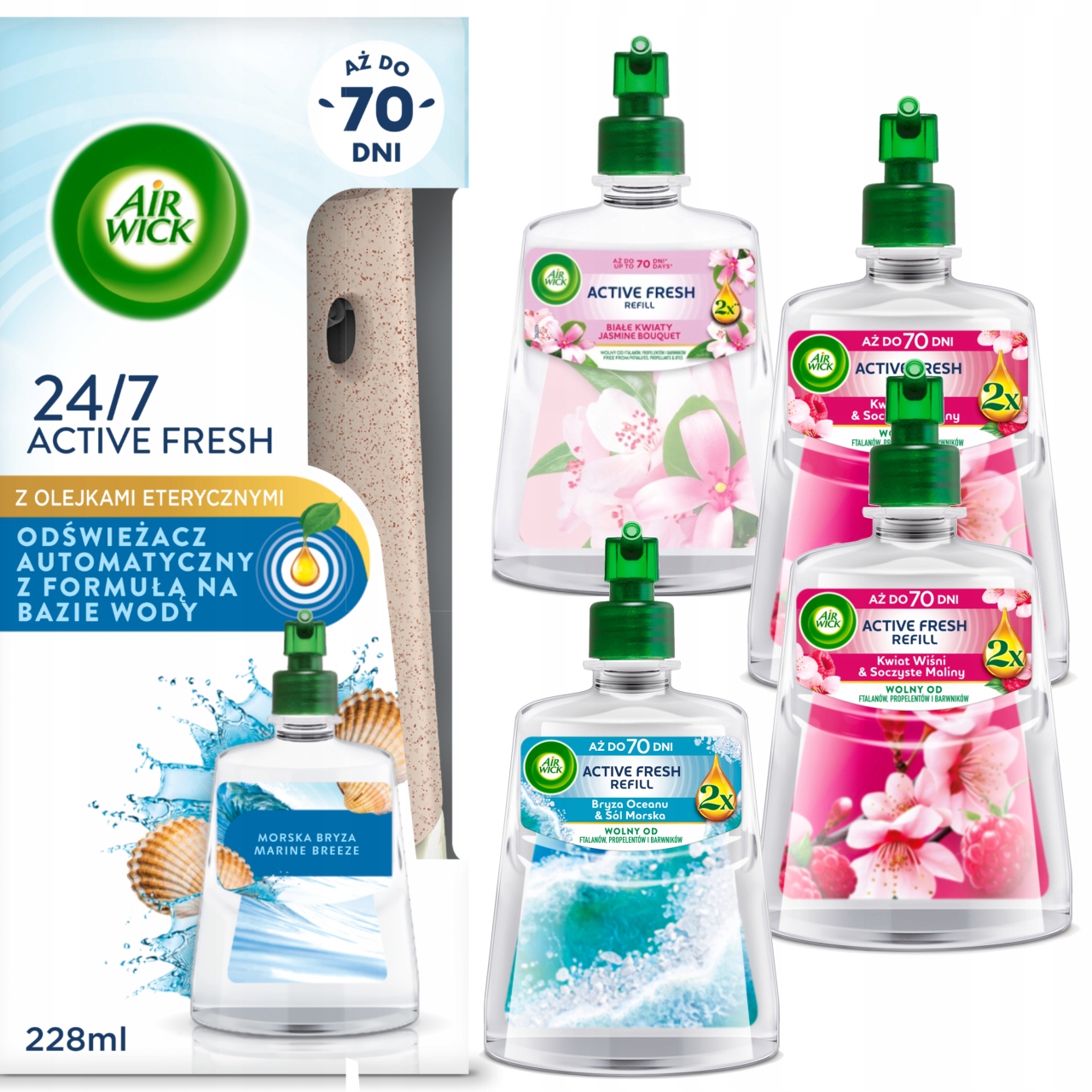 Air Wick Automatický Osvěžovač Vzduchu 5X Náplň 228 ML MIX Sada