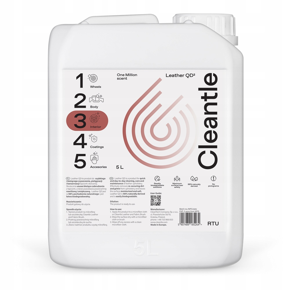 Cleantle Leather QD 5l - do czyszczenia i konserwacji tapicerki skórzanej