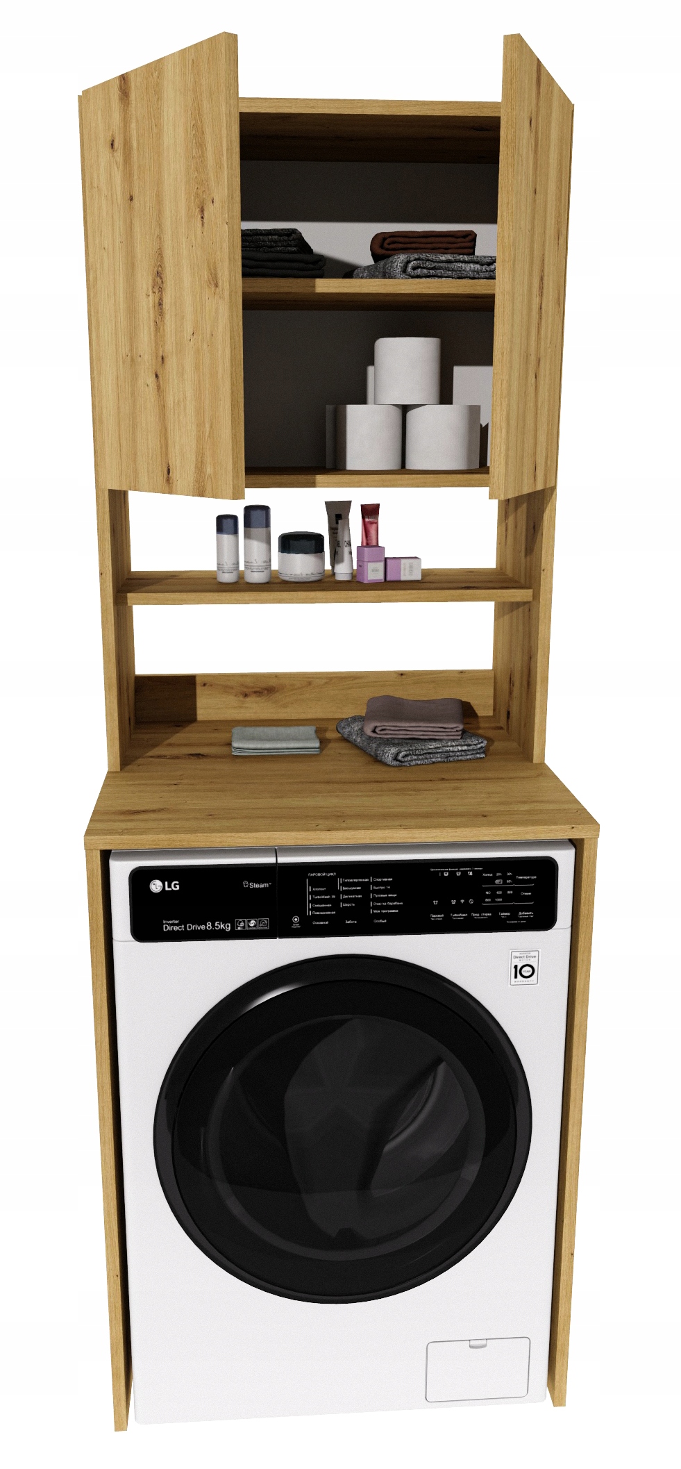 Skříňka na pračku do koupelny regál pračka sloupek zabudovaná dub Artisan