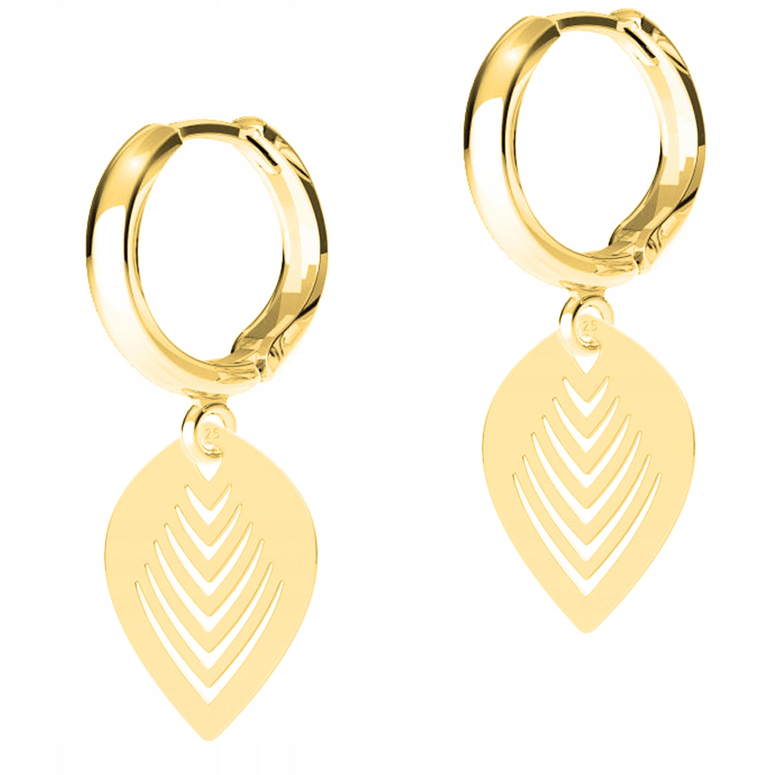 Zlaté Náušnice s listy Ažurové listy Listy Leaf Příroda Stříbro 925