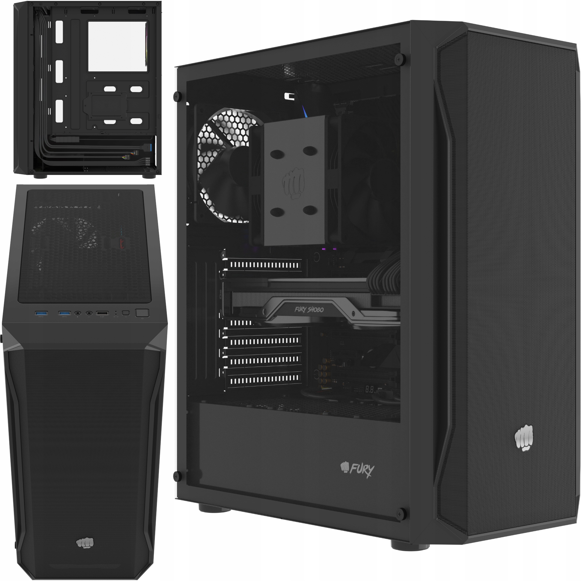 Obudowa Fury Shobo SH4F z Oknem 4x Wentylatory Pwm Komputerowa MIDI Pc