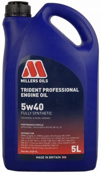 

Millers Oils Trident 5W40 Professional A3/B4 5L