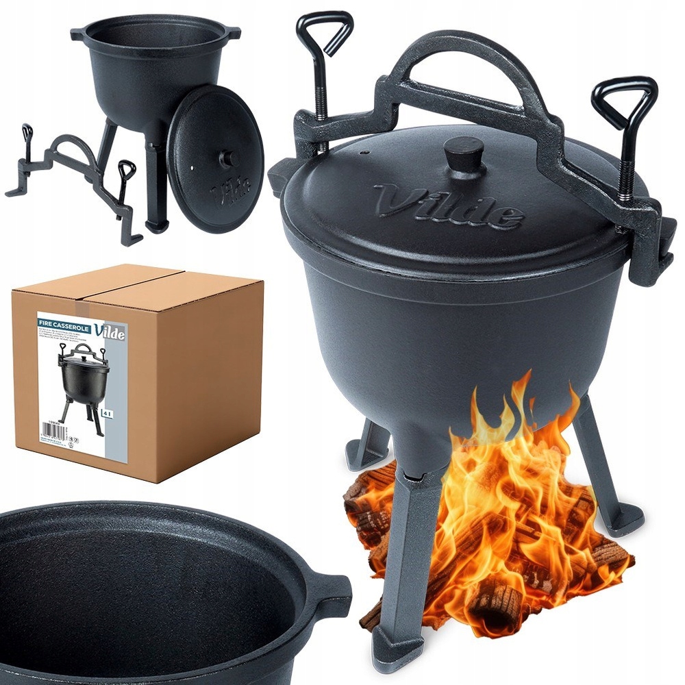 Litinový kotlík lovecký hrnec na pečeně, pražené dušené maso 4 l