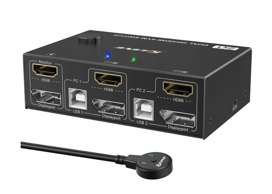 DP Switch KVM 2 PC 2 Monitory, 4K@144Hz Dual Monitor N919