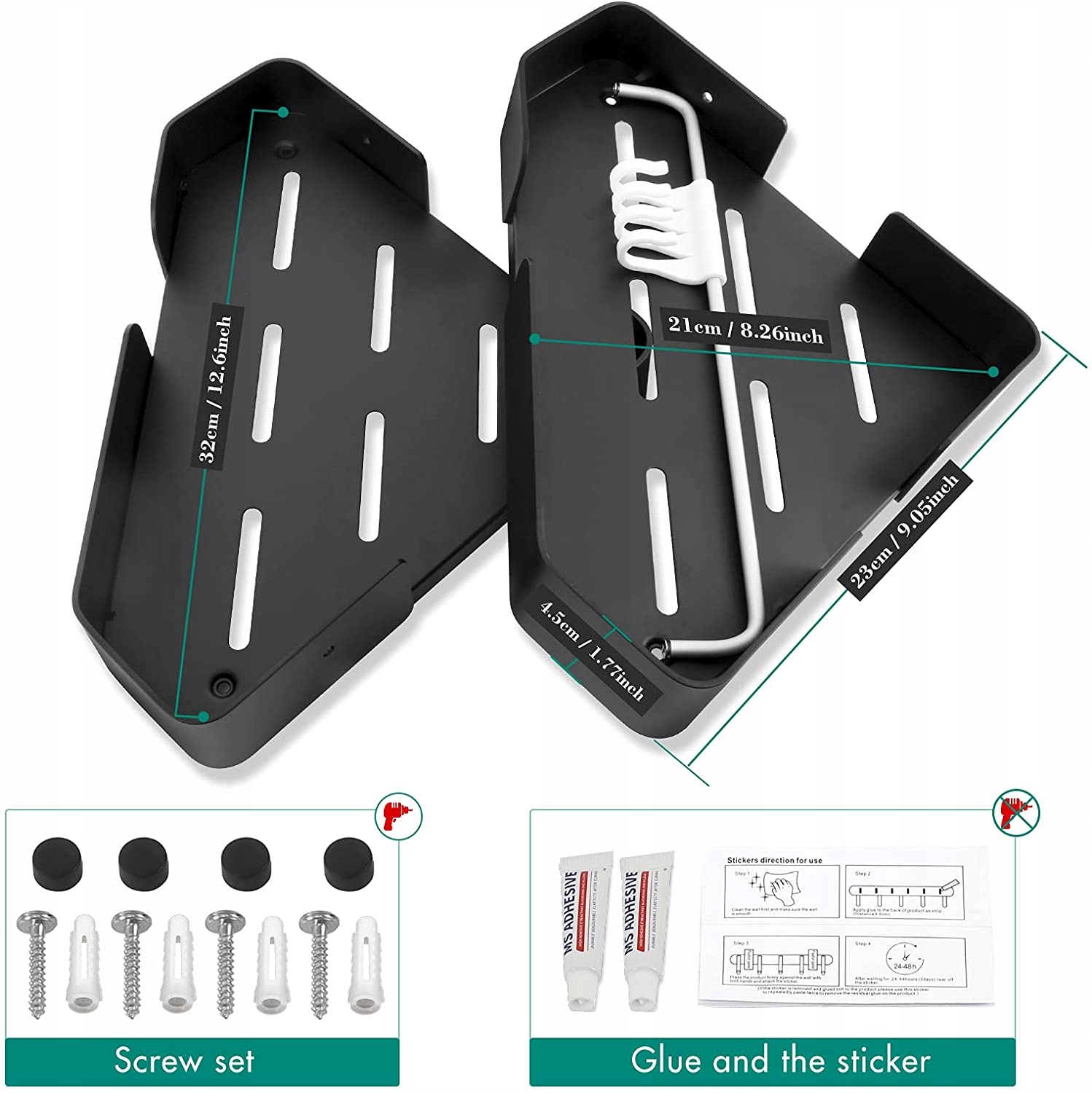 PÓŁKI ŁAZIENKOWE POD PRYSZNIC WISZĄCA CZARNA Kod producenta PÓŁKI ŁAZIENKOWE POD PRYSZNIC WISZĄCA
