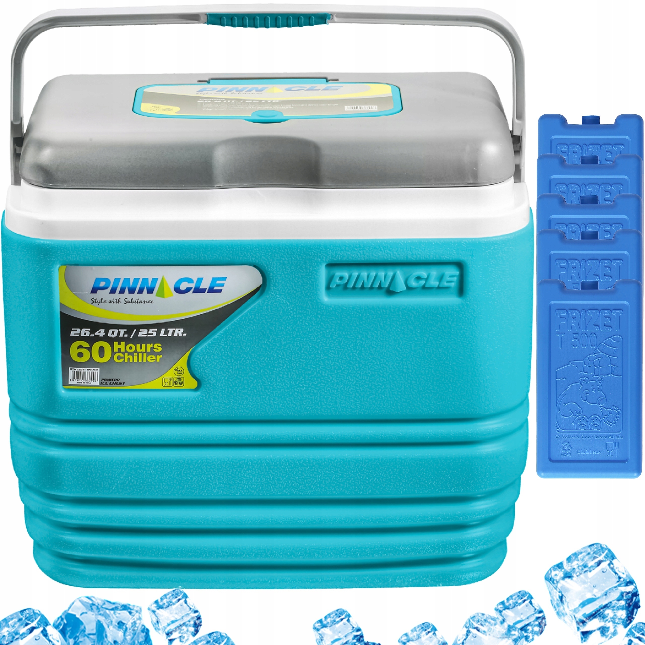 Kempingová lednička Pinnacle TPX7006 25L modrá 5 gelových náplní 0,5L