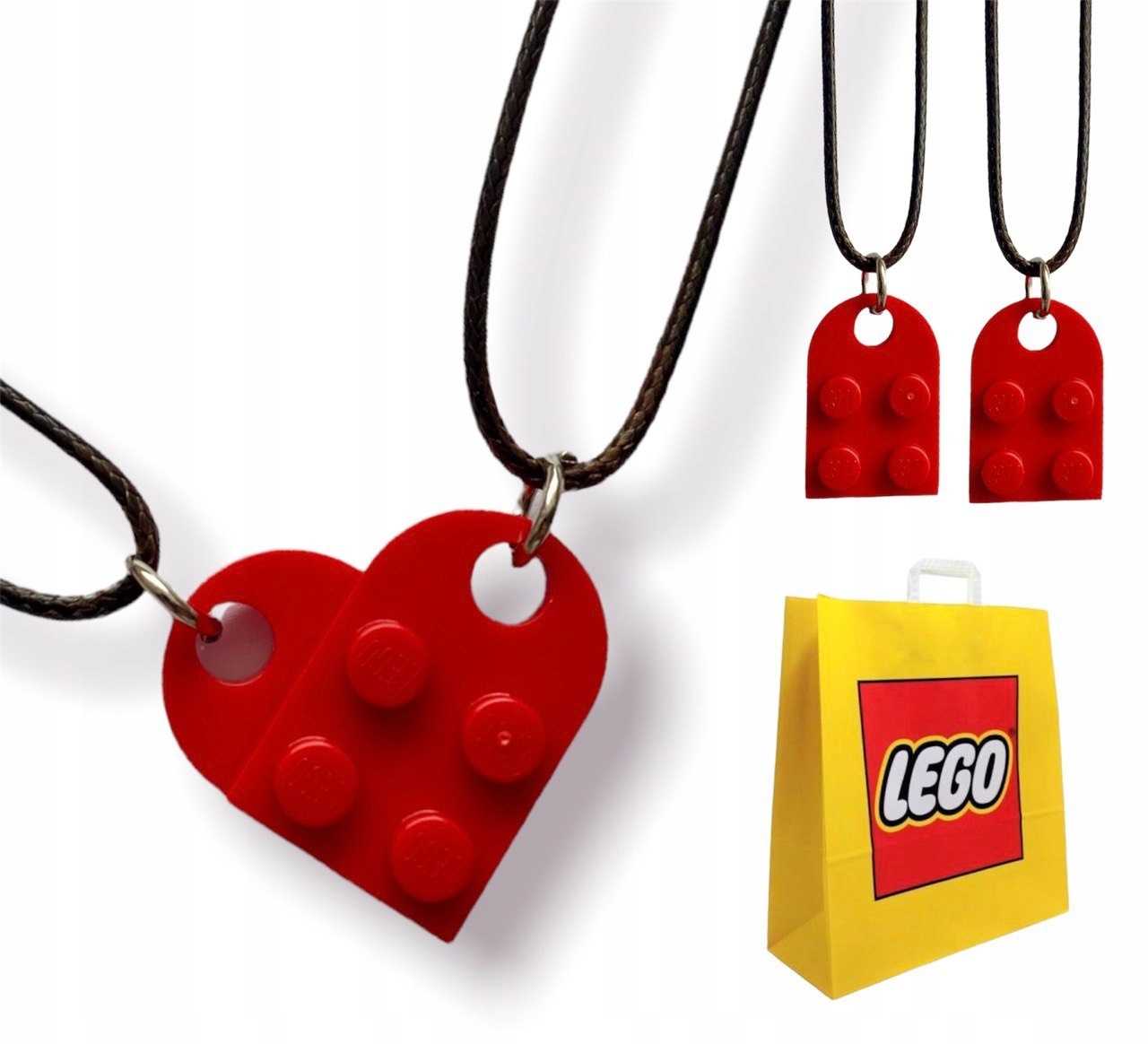 NASZYJNIK z klocków LEGO Kształt Serce Prezent Dzień kobiet