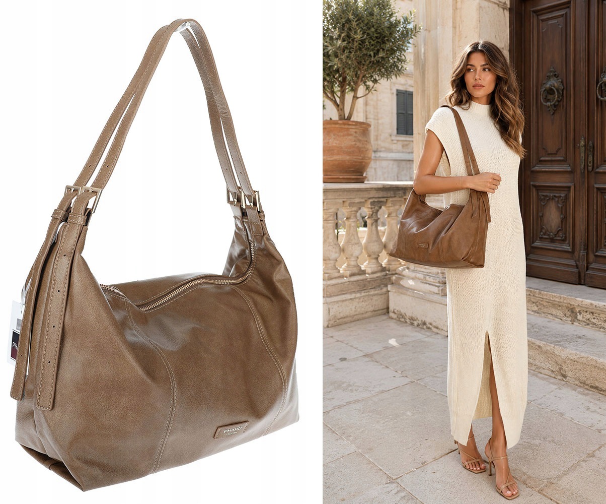 Dámská shopper kabelka A4 elegantní velká módní taška do práce PJ272 Béžová