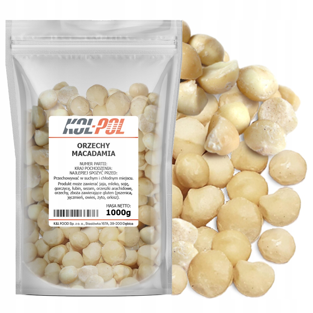 Levně Makadamové Ořechy 1 kg Ořech Macadamia přírodní čerstvé kvalita Kol-Pol