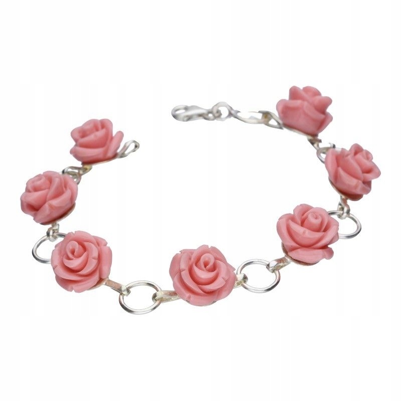 Dámský náramek ze stříbra 925 růžové Růže, ideální jako dárek, módní vzor