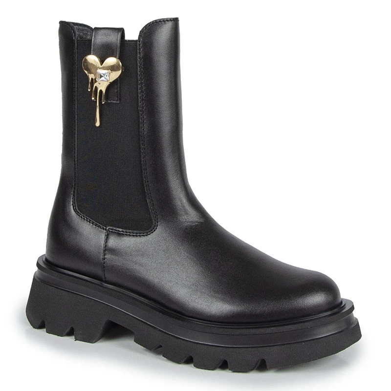 Chebello 4537 Kotníkové Boty Workery Kůže Lico Černé 39