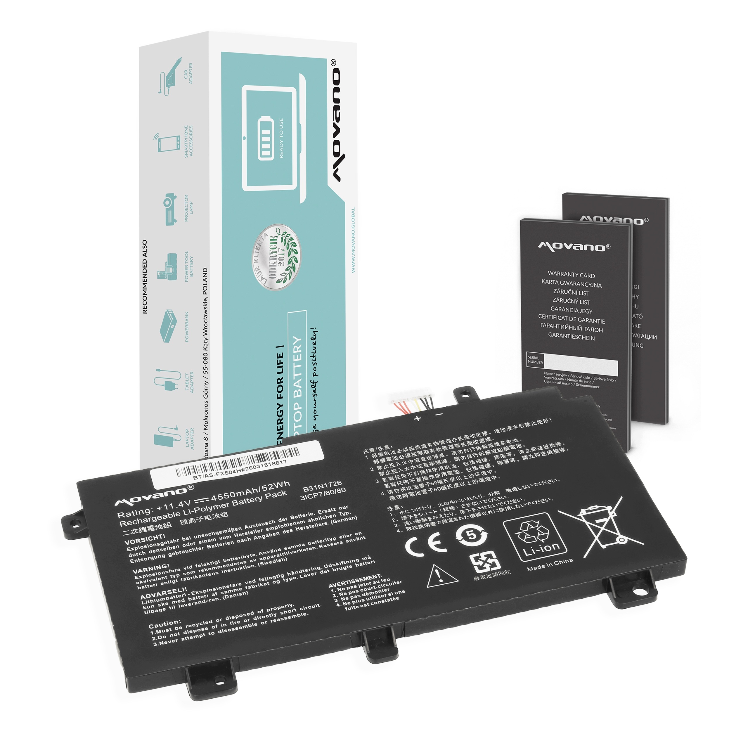 Bateria B31N1726 do Asus Tuf Gaming FX504, FX505, FX80G (4550mAh)