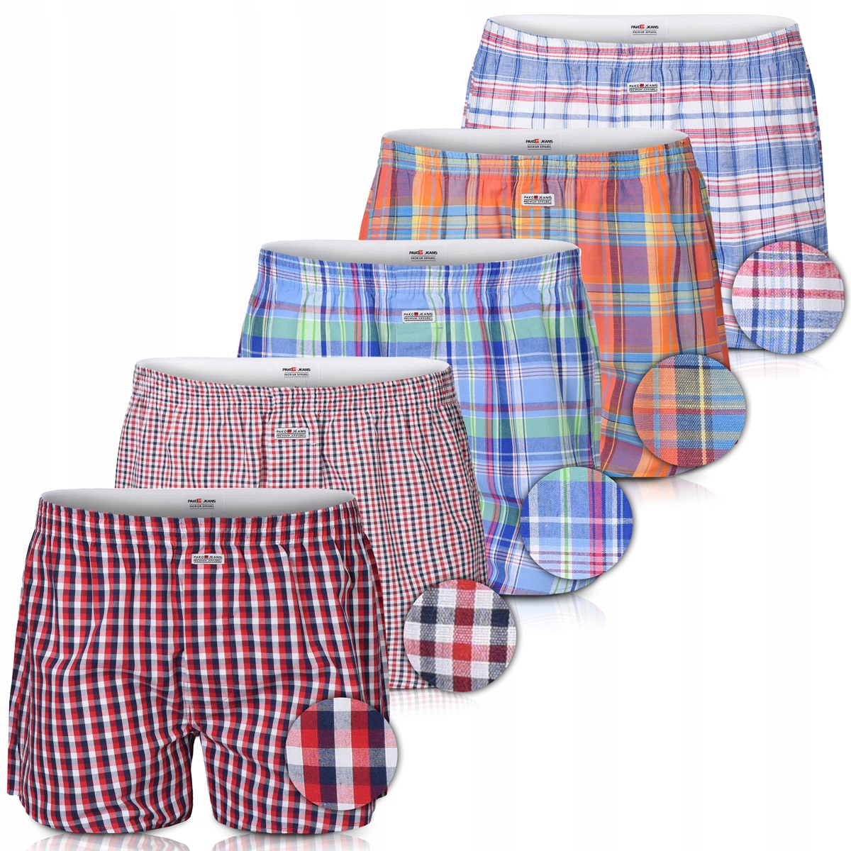 Bokserki Luźne Męskie z Rozcięciem Piżama Bawełniana 5-pak M