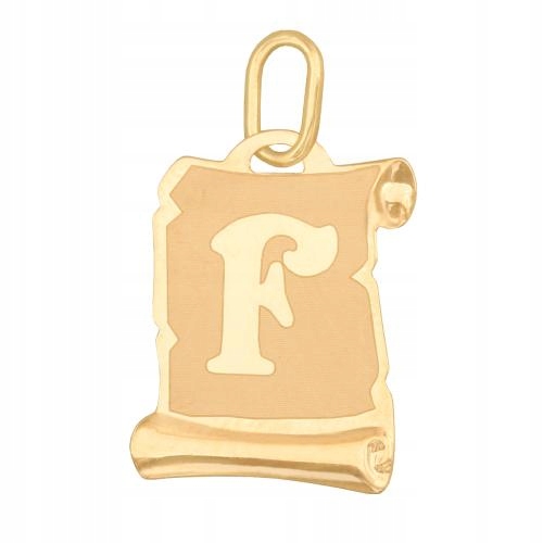 Zlatý přívěsek 585 Papirus s Iniciálem F bez kamenů 0.50 g, elegantní vzor