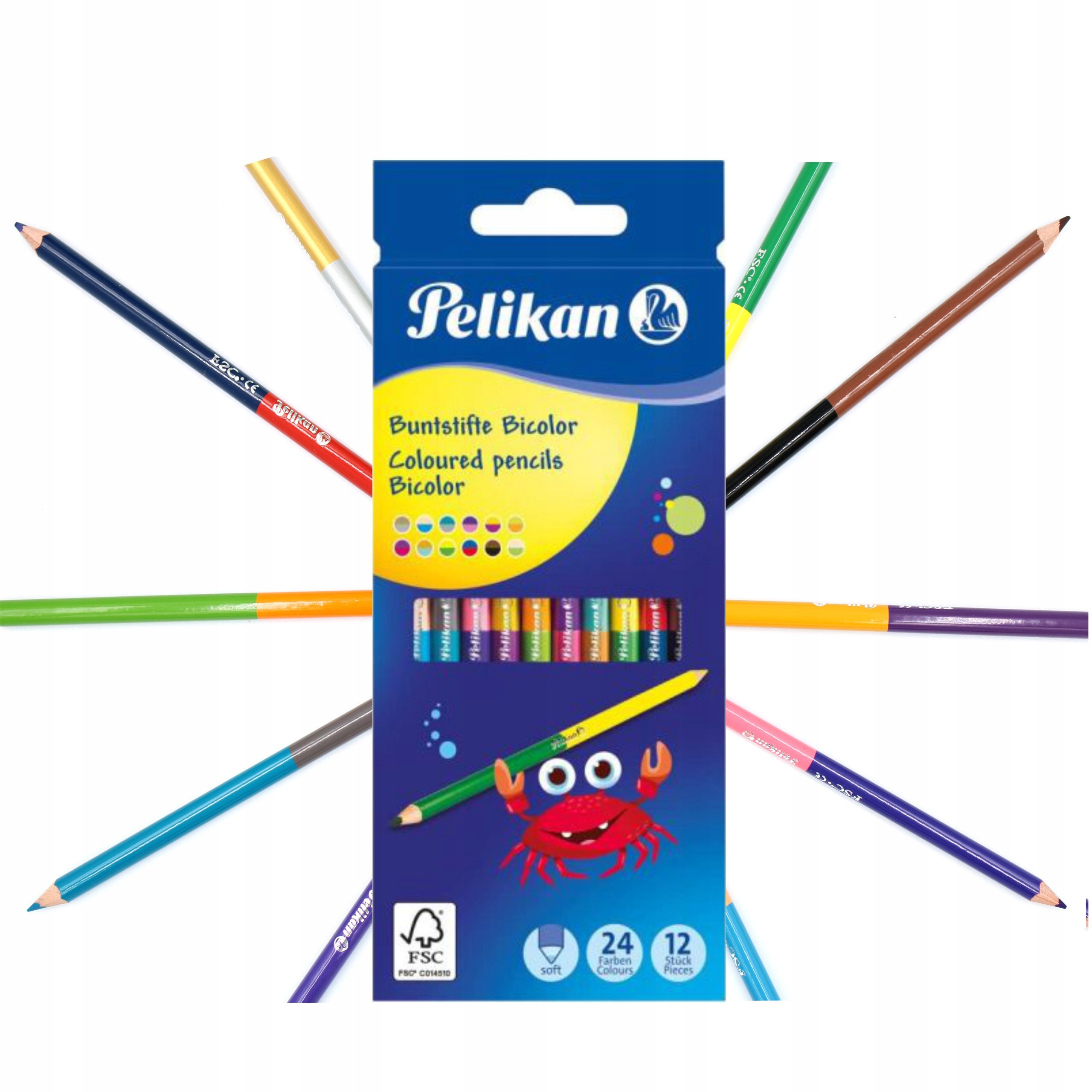 

Kredki ołówkowe dwustronne 12 szt 24 kolor Pelikan