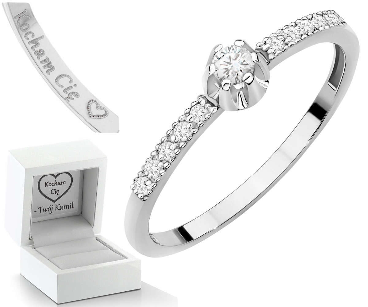 Bílý Zlatý Prstýnek S Brilianty Klasický Zlato 585 Dárek Gravírování