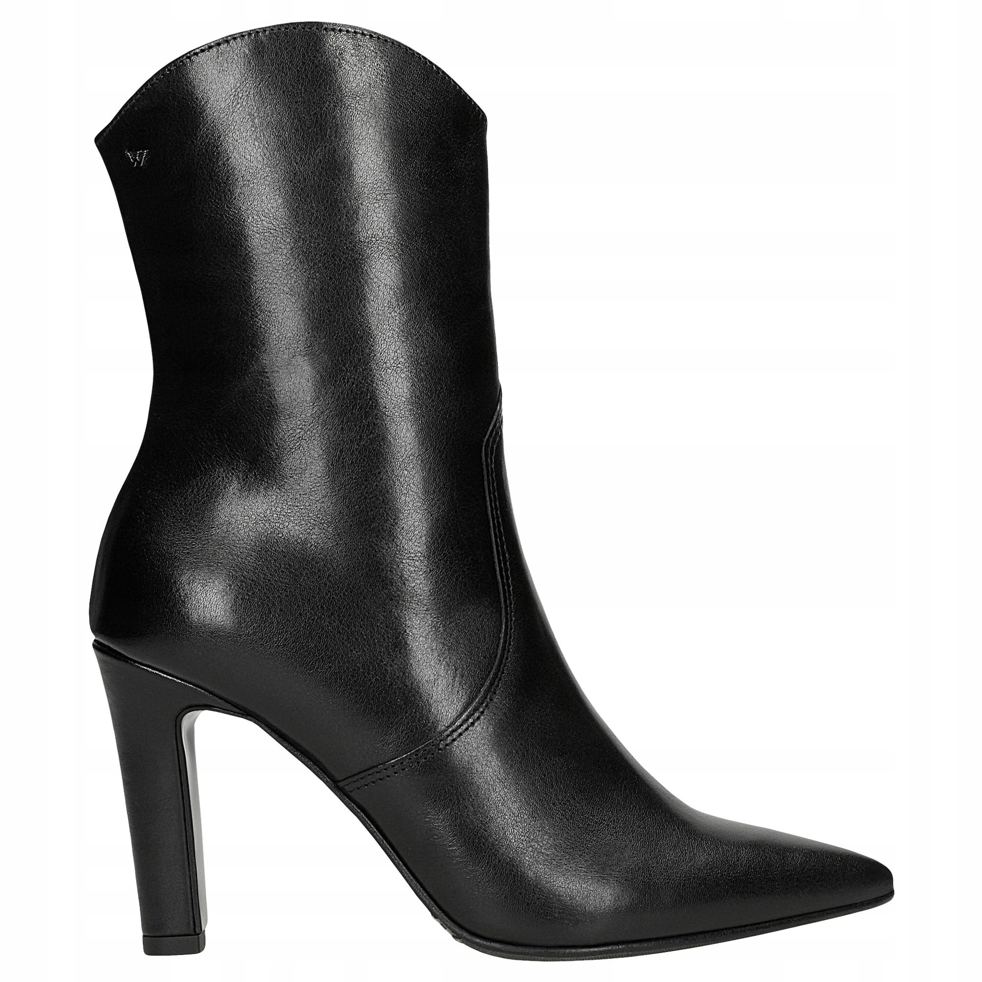 Černé kožené kotníkové kotníkové boty s vysokým podpatkem vel. 38