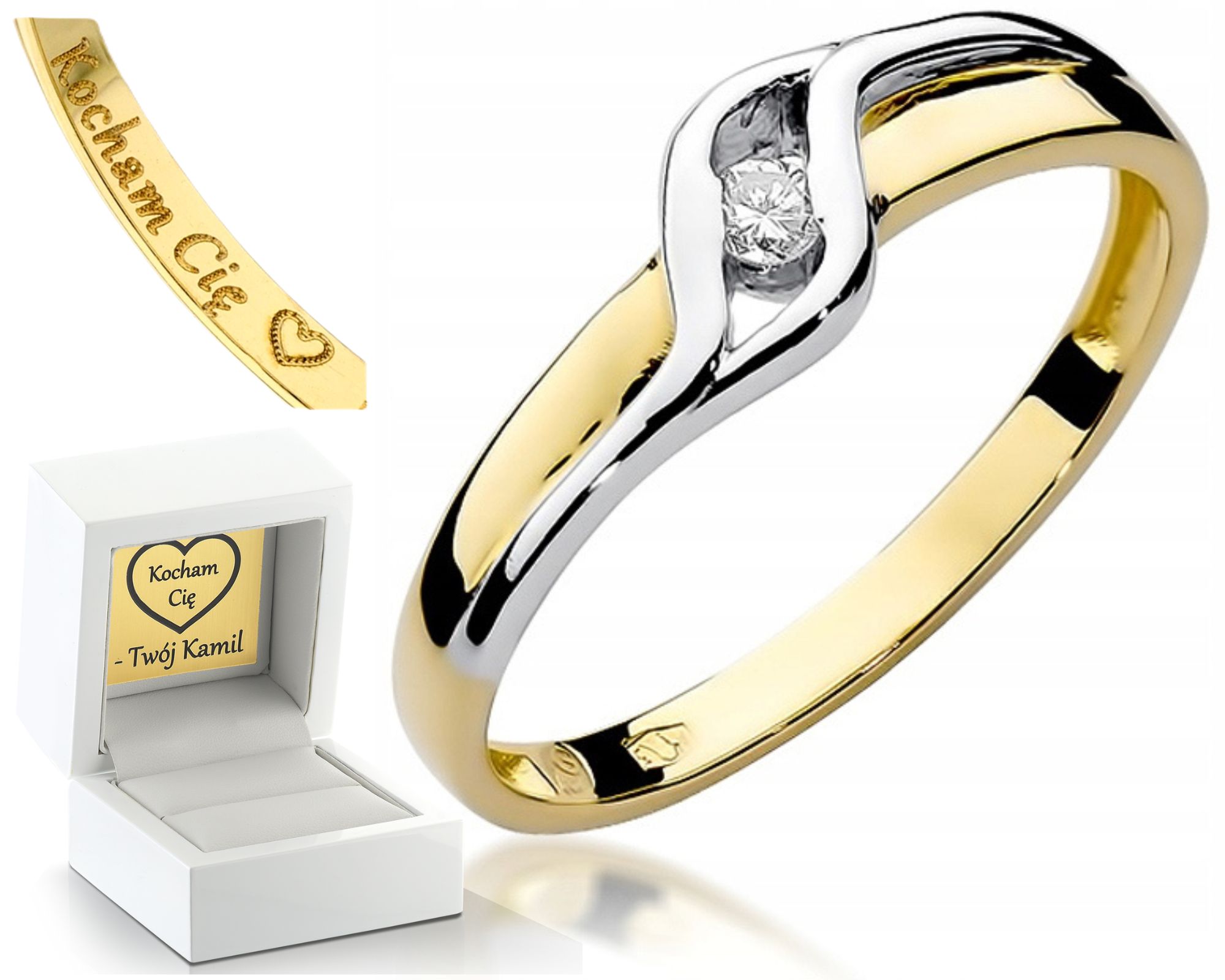 Prstýnek S Briliantem Gravírování Bonus 585