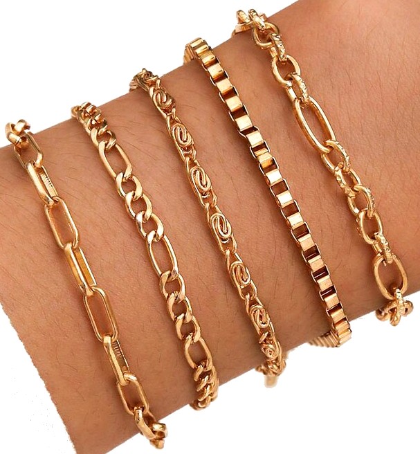 

Bransoletka Zestaw złota łańcuch pancerka damska