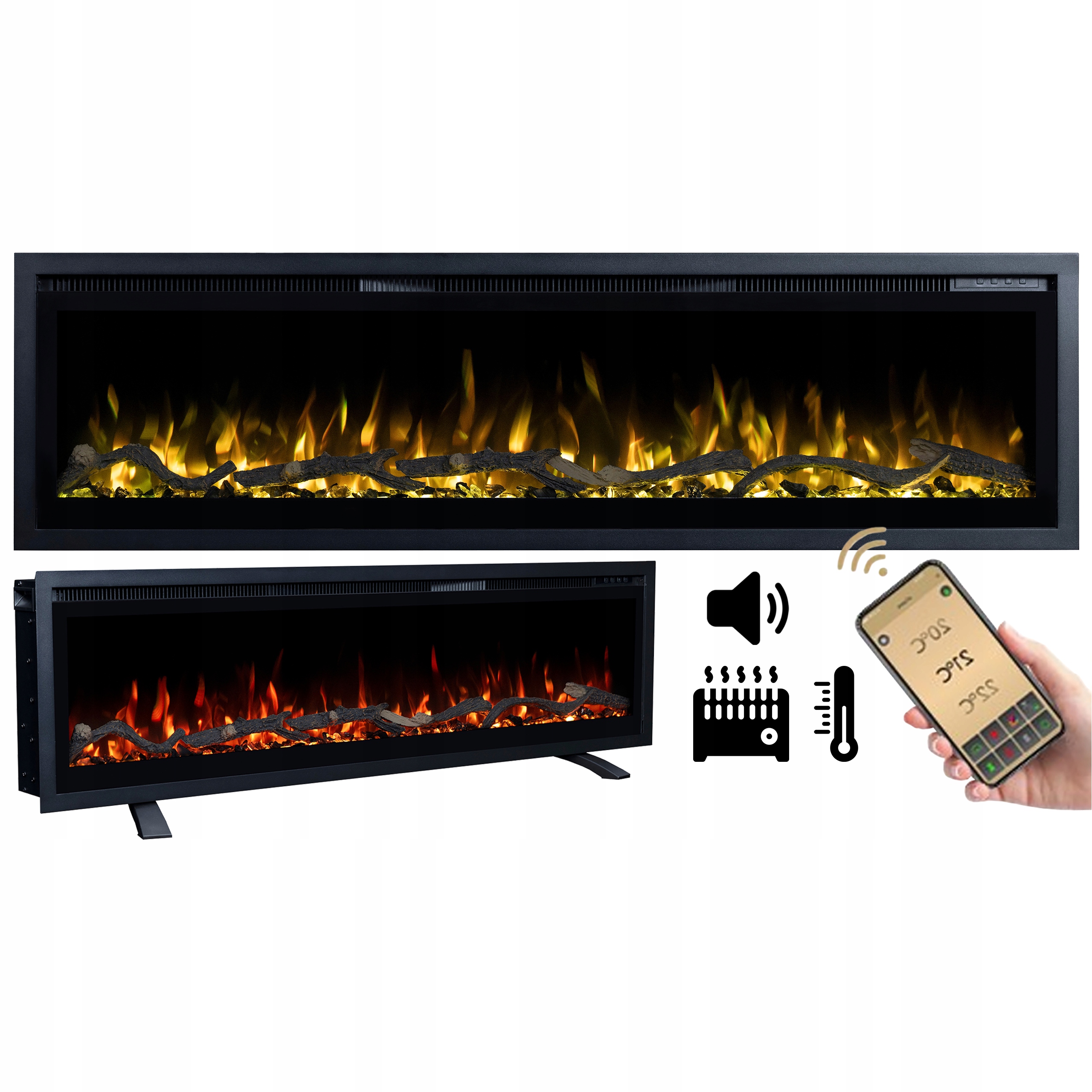 Kominek Elektryczny Led Emotion Flame Regal 106 z Nóżkami Ścienny 2w1 Eko